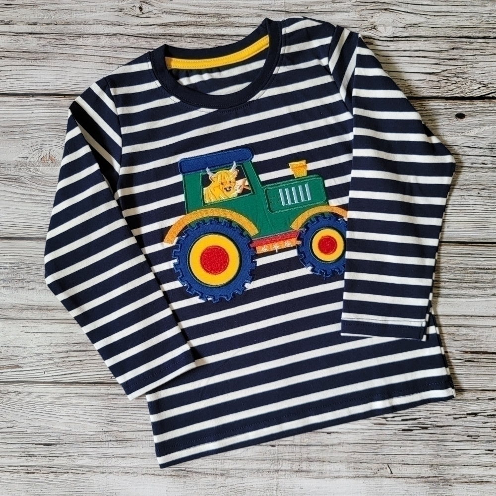 Highland Cow and Tractor Top Fall Outfit Pumpkin Patch Top